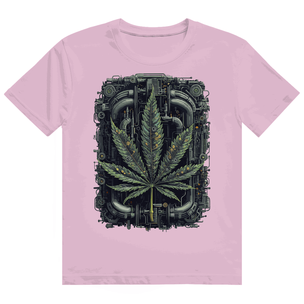 Division420 Heavy Cotton T-Shirt mit Weed Leaf Cyber Art Design und modernem Tubular Fit