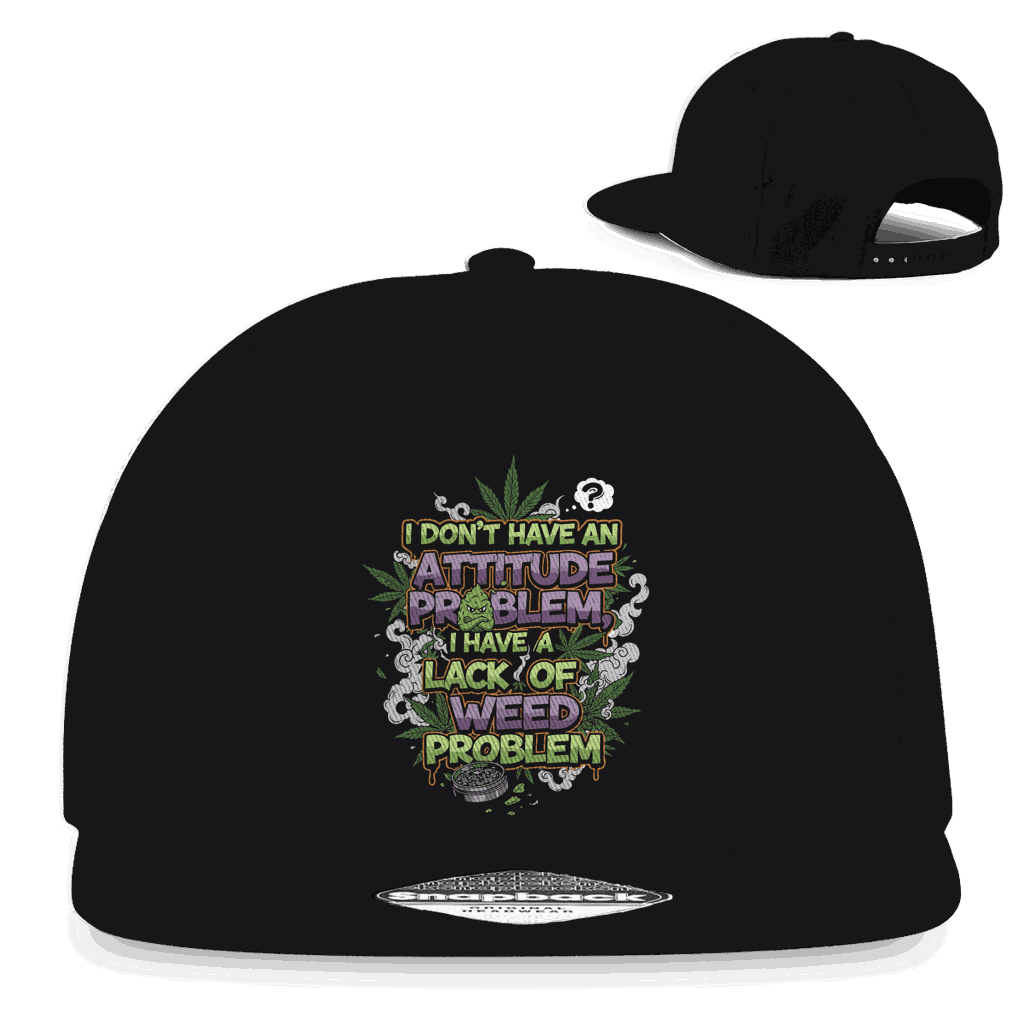 Division420 Snapback Rapper Cap Weed Problem aus Baumwoll-Twill mit flachem Schirm und Retro-Snapback-Verschluss
