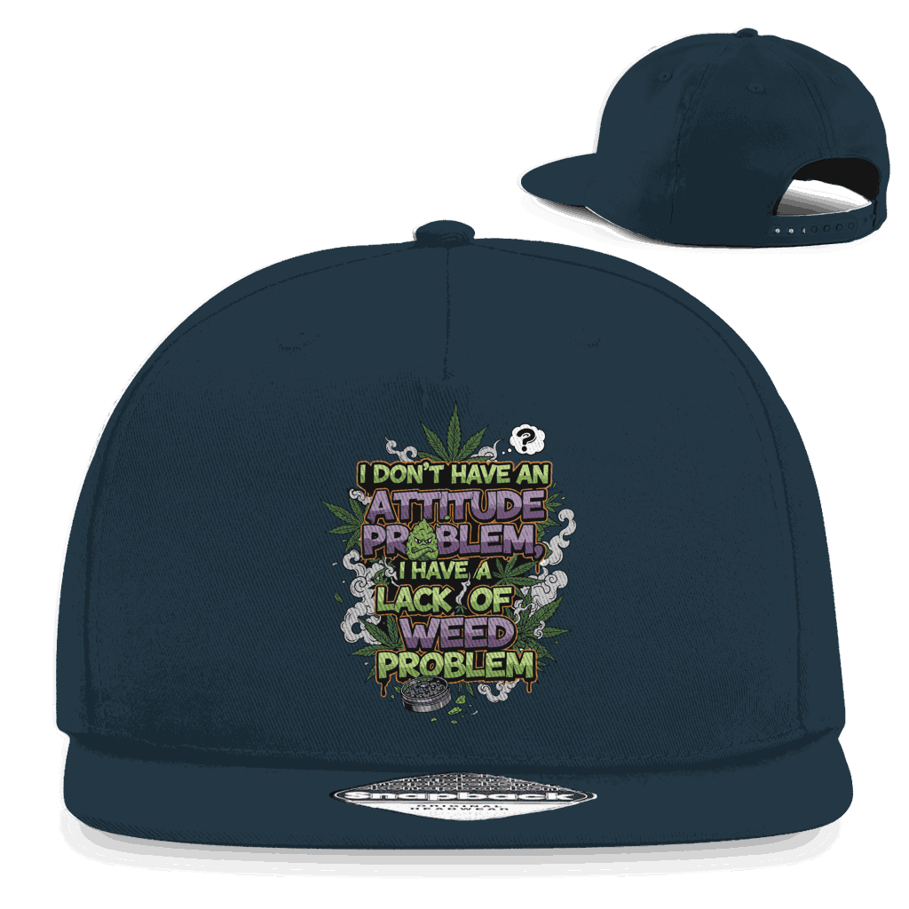 Division420 Snapback Rapper Cap Weed Problem aus 100% Baumwoll-Twill mit flachem Schirm und Retro-Snapbackverschluss