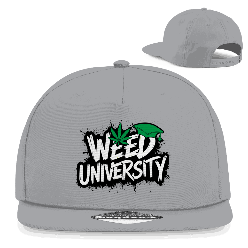 Division420 Snapback Rapper Cap Weed University mit flachem Schirm und Retro-Snapbackverschluss