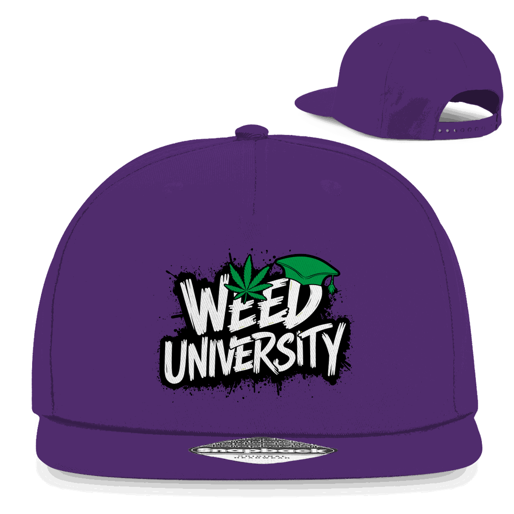 Division420 Snapback Rapper Cap im klassischen 5-Panel Design mit flachem Schirm und authentischem Weed University Logo