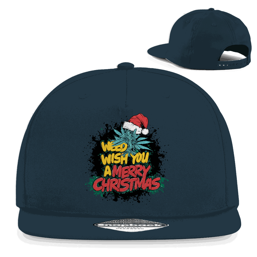 Schwarze Snapback Cap Weed wish you von Division420 mit flachem Schirm und Retro-Snapback-Verschluss