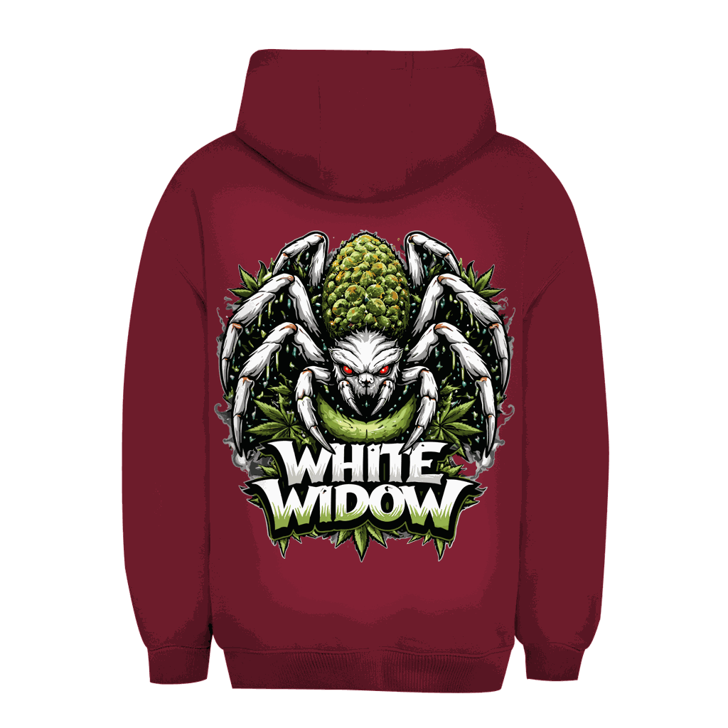 Unisex Oversize Hoodie White Widow von Division420 in Weiß mit Kapuze und Kängurutasche