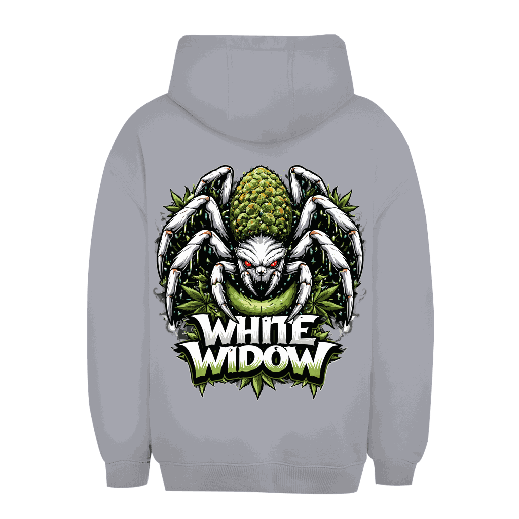 Weißer Unisex Oversize Hoodie von Division420 mit Kängurutasche und Kapuze
