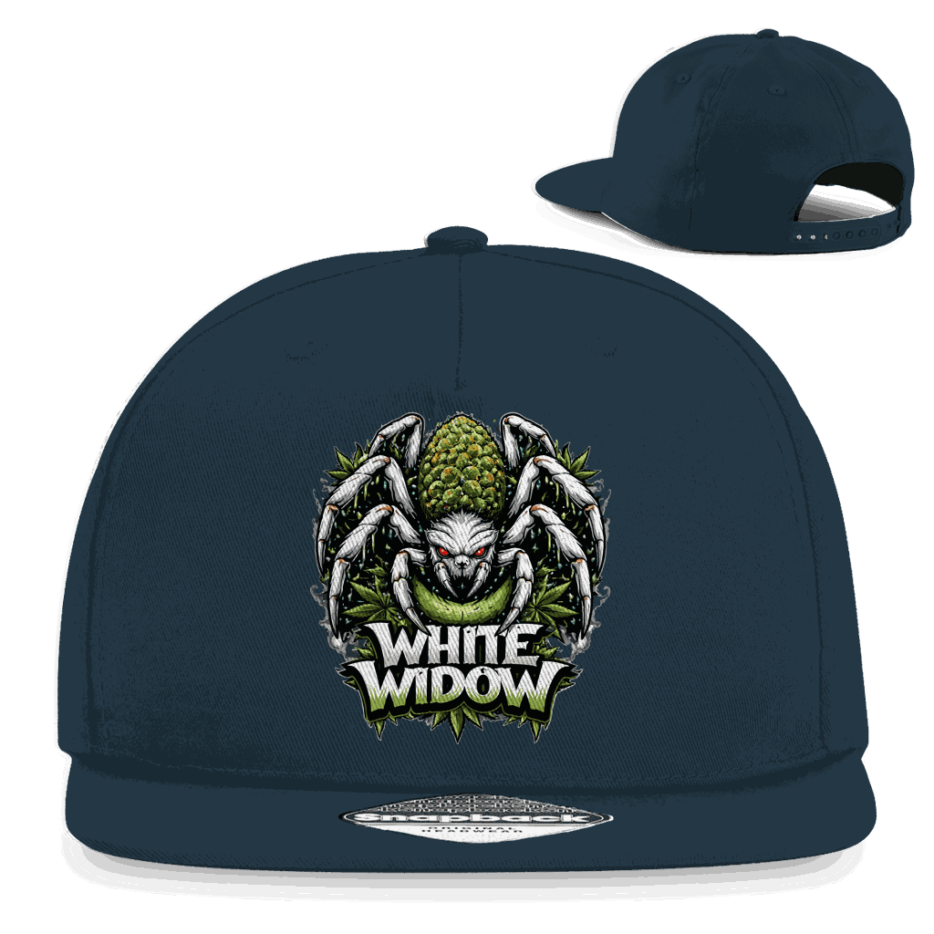 Weißes Division420 Snapback Cap White Widow aus Baumwoll-Twill mit flachem Schirm und Retro-Snapbackverschluss