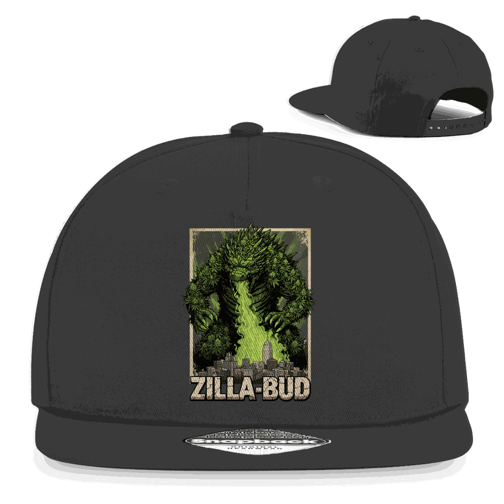 Snapback Cap Zilla-Bud aus Baumwoll-Twill mit flachem Schirm und Retro-Snapbackverschluss