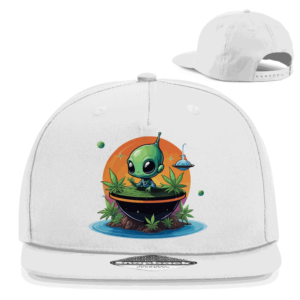 Division420 Snapback Cap OG Alien aus Baumwoll-Twill mit flachem Schirm und Retro-Snapbackverschluss in urbanem Streetwear-Design