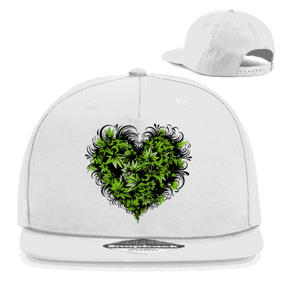 Division420 Snapback Rapper Cap Weed Love aus Baumwoll-Twill mit flachem Schirm und Retro-Snapbackverschluss