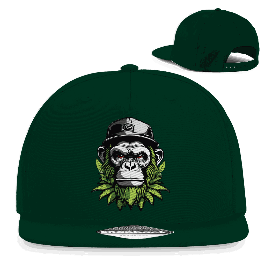Snapback Rapper Cap High OG Monkey aus Baumwoll-Twill mit flachem Schirm und Retro-Snapbackverschluss
