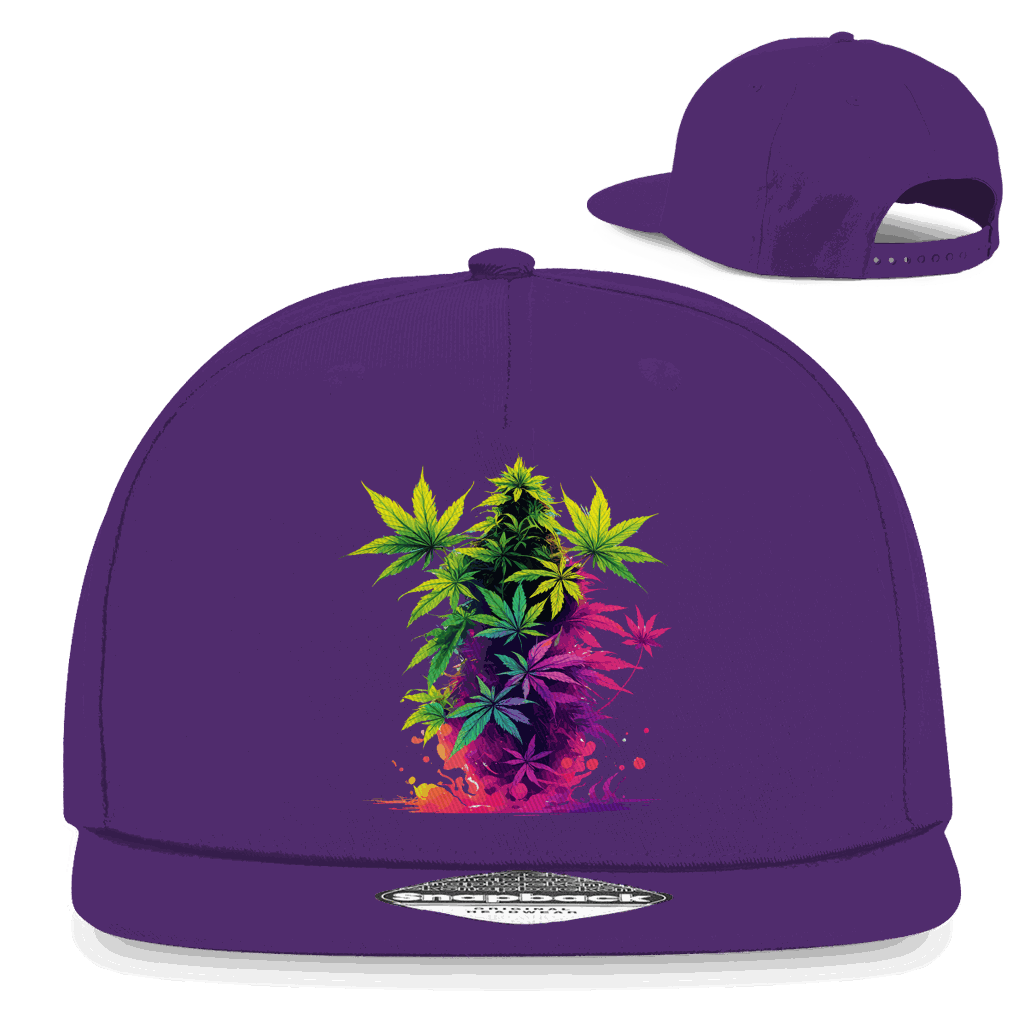 Schwarze Snapback Rapper Cap von Division420 mit Weed Sweet Dreams Design und flachem Schirm