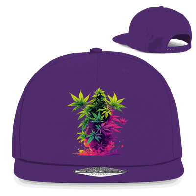 Schwarze Snapback Rapper Cap von Division420 mit Weed Sweet Dreams Design und flachem Schirm
