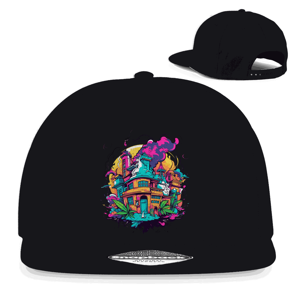 Division420 Snapback Cap Dope City urbaner Style schwarz mit flachem Schirm und Snapback-Verschluss