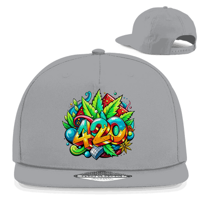 Division420 Snapback Rapper Cap 420 in black cotton twill with flat brim and adjustable snapback closure