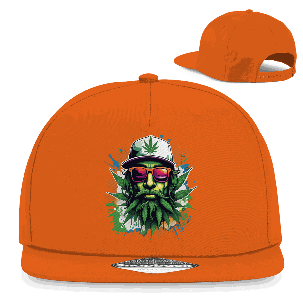 Division420 Snapback Cap Weed Head black 5-panel cotton twill streetwear design