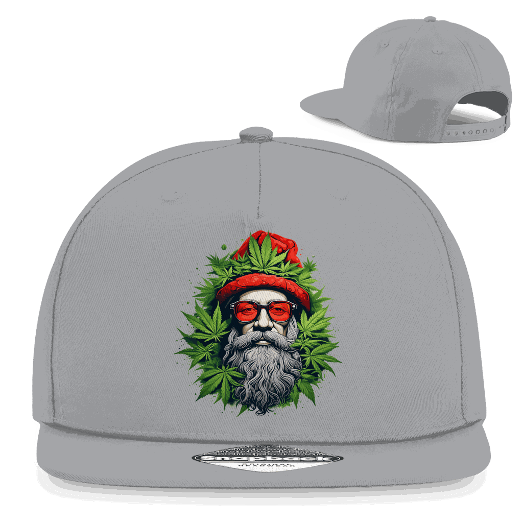 Schwarze Division420 Snapback Cap mit Ganja Guru Stickerei und flachem Schirm aus Baumwoll-Twill