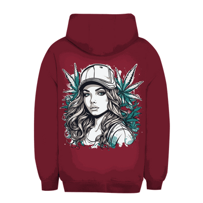Division420 Unisex Oversize Hoodie Sweet Ganja Girl size chart showing measurements