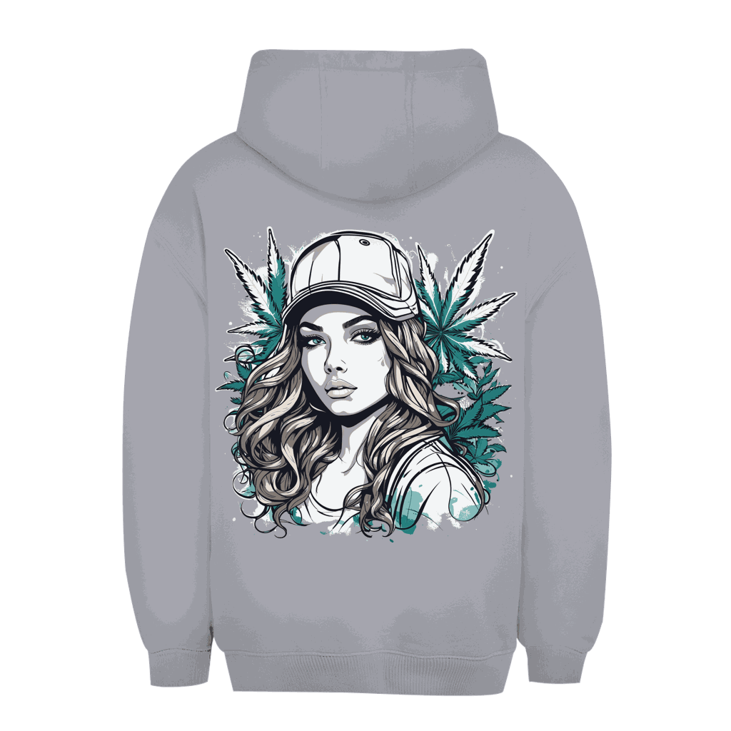 Division420 unisex oversize hoodie size chart for Sweet Ganja Girl design