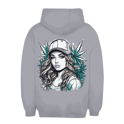 Division420 unisex oversize hoodie size chart for Sweet Ganja Girl design