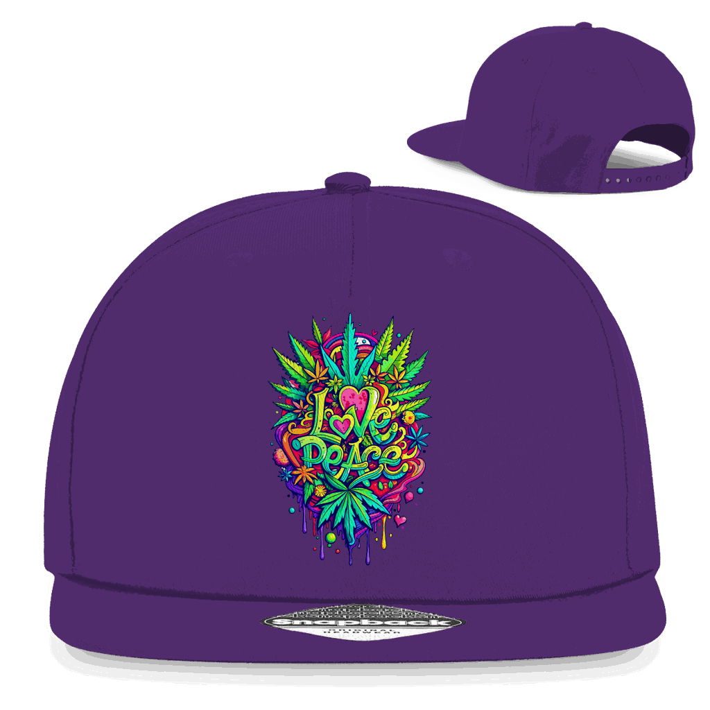 Division420 Snapback Cap Love Peace 5-panel cotton twill with flat visor and snapback closure