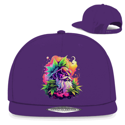 Division420 Snapback Cap Old Man Ganja aus 100% Baumwolle mit flachem Schirm und Retro Snapback-Verschluss
