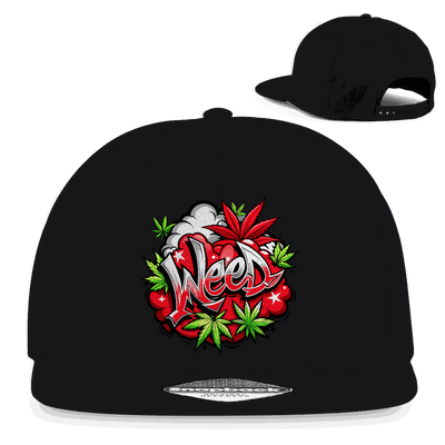 Division420 Snapback Rapper Cap Pure Weed in black cotton twill with flat brim and snapback closure