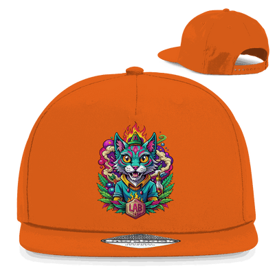 Division420 Snapback Cap Lab Cat in black cotton twill with flat brim and snapback closure