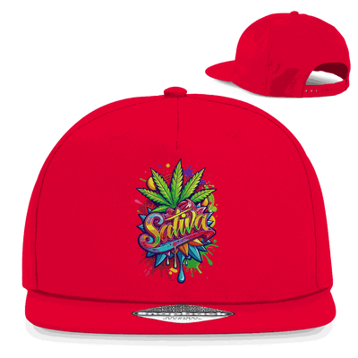 Division420 Snapback Rapper Cap Sativa in black cotton twill with flat brim and snapback closure