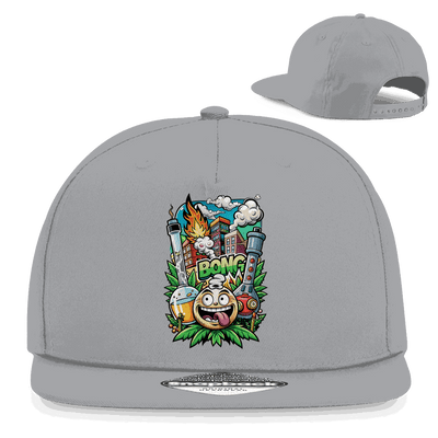 Division420 Snapback Rapper Cap Bong black cotton twill 5-panel streetwear hat with flat brim and snapback closure