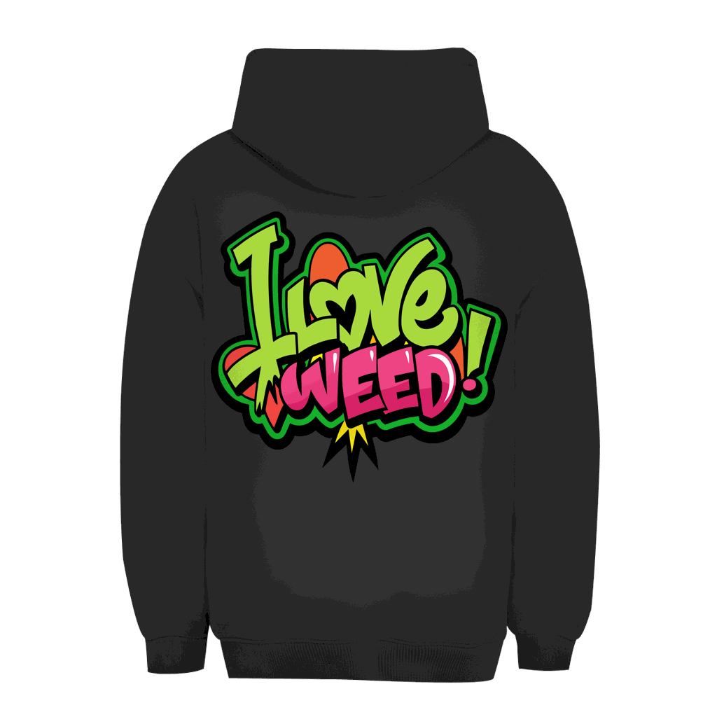 Unisex Oversize Hoodie I Love Weed von Division420 in urbanem Style und entspanntem Komfort