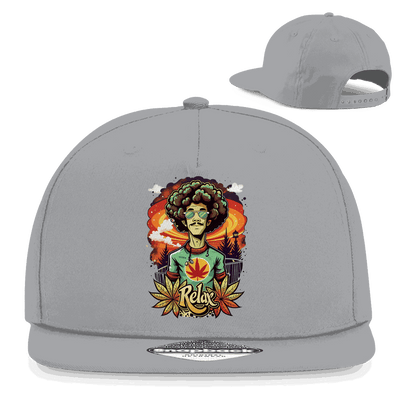 Schwarze Snapback Rapper Cap Relax Dude aus Baumwoll-Twill mit flachem Schirm und Retro Snapback-Verschluss