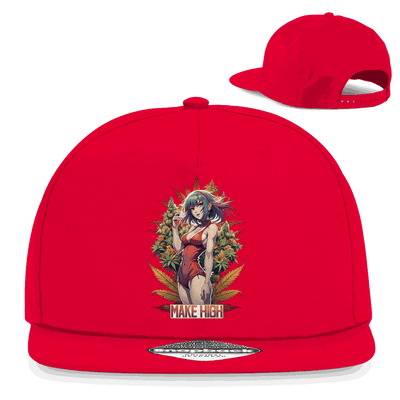 Division420 Snapback Rapper Cap Make High aus Baumwoll-Twill mit flachem Schirm und Retro-Snapbackverschluss