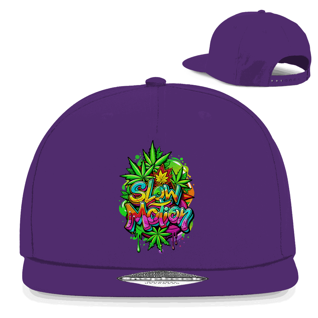 Division420 Snapback Rapper Cap in slow motion with flat brim and retro snapback closure
