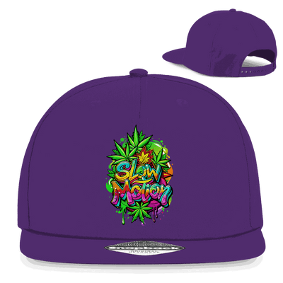 Division420 Snapback Rapper Cap in slow motion with flat brim and retro snapback closure