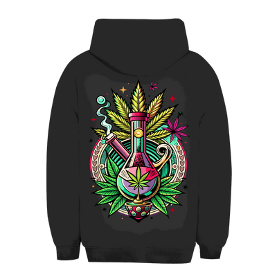 Unisex oversize hoodie with smoking bong design, urban style, comfortable fit, and sustainable fabric blend