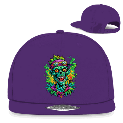 Snapback Rapper Cap Weed Zombie von Division420 mit 5-Panel Design, Baumwoll-Twill, flachem Schirm und Retro-Snapbackverschluss
