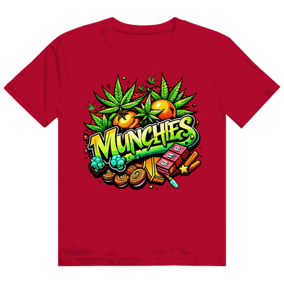 Size chart for Division420 Heavy Cotton T-Shirt My Munchies with measurements and fit details