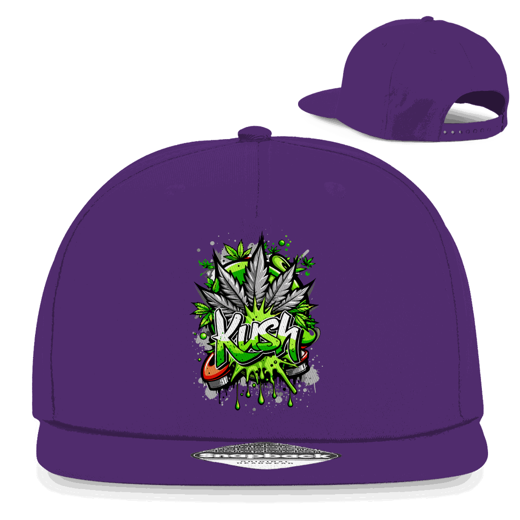 Division420 Snapback Cap Kush aus Baumwoll-Twill mit flachem Schirm und Retro-Verschluss, urbaner Streetwear-Style