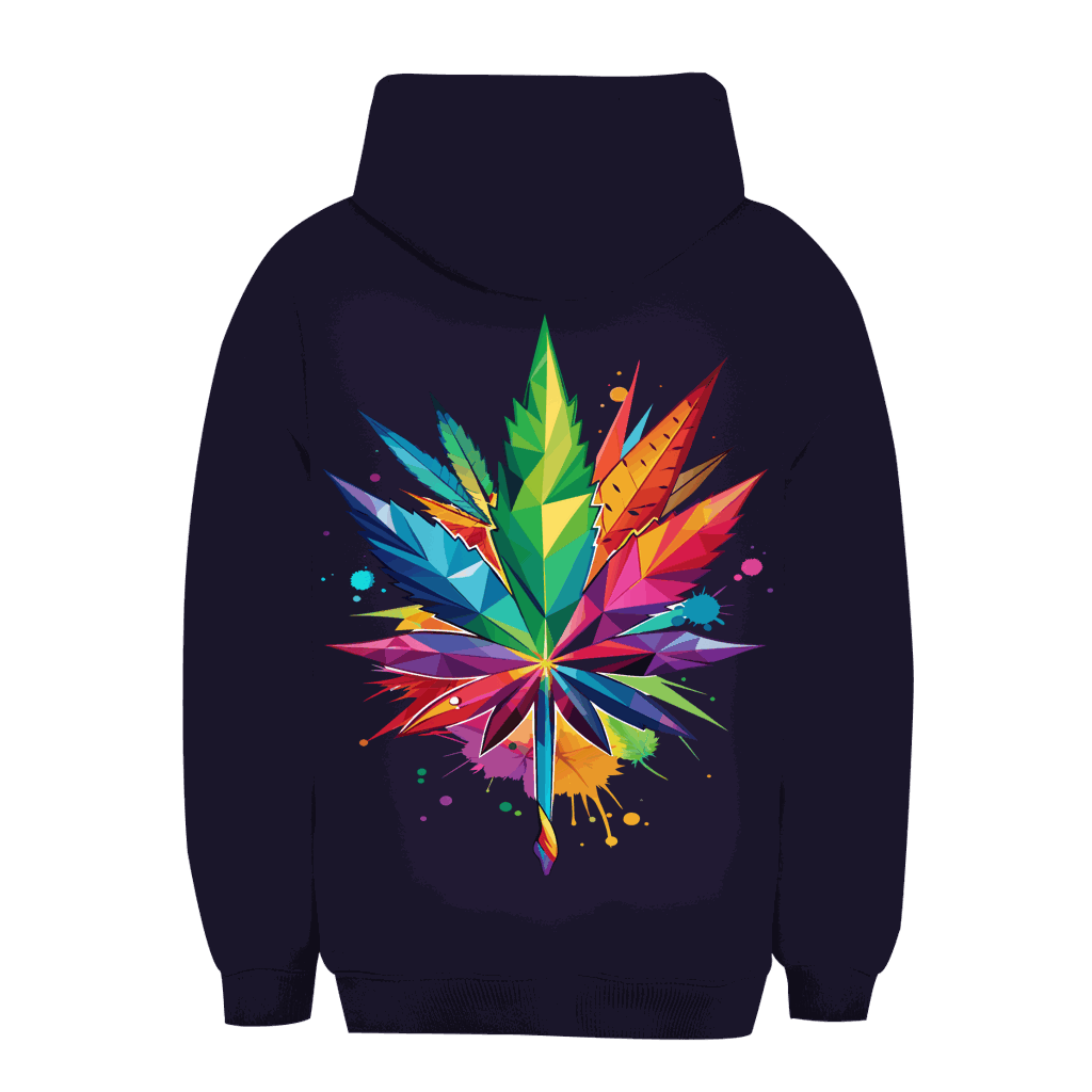 Unisex Oversize Hoodie with leaf art design and size chart from Division420