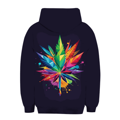 Unisex Oversize Hoodie with leaf art design and size chart from Division420
