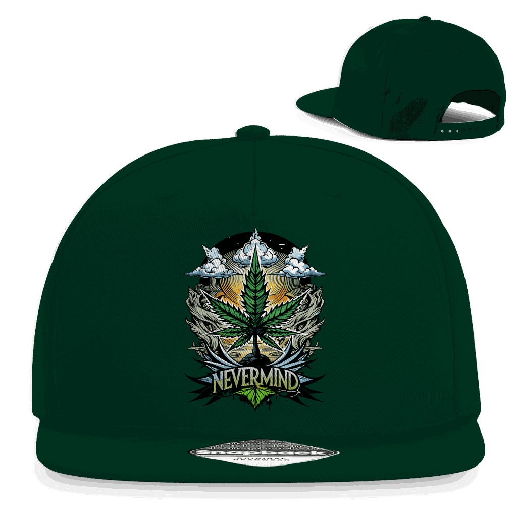 Division420 Snapback Rapper Cap Nevermind 5-panel cotton twill with flat brim and snapback closure