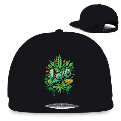 Division420 Snapback Cap Weed Live in 5-panel cotton twill with flat brim and retro snapback closure
