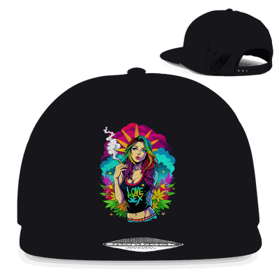 Division420 Snapback Cap Love Girl aus Baumwoll-Twill mit flachem Schirm und Retro-Snapbackverschluss