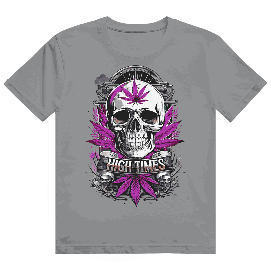 Heavy Cotton T-Shirt High Times Skull Division420 size chart illustration