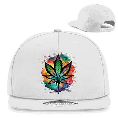Bunte Snapback Rapper Cap mit Blattmotiv von Division420 aus Baumwoll-Twill, 5-Panel Design und Snapback-Verschluss