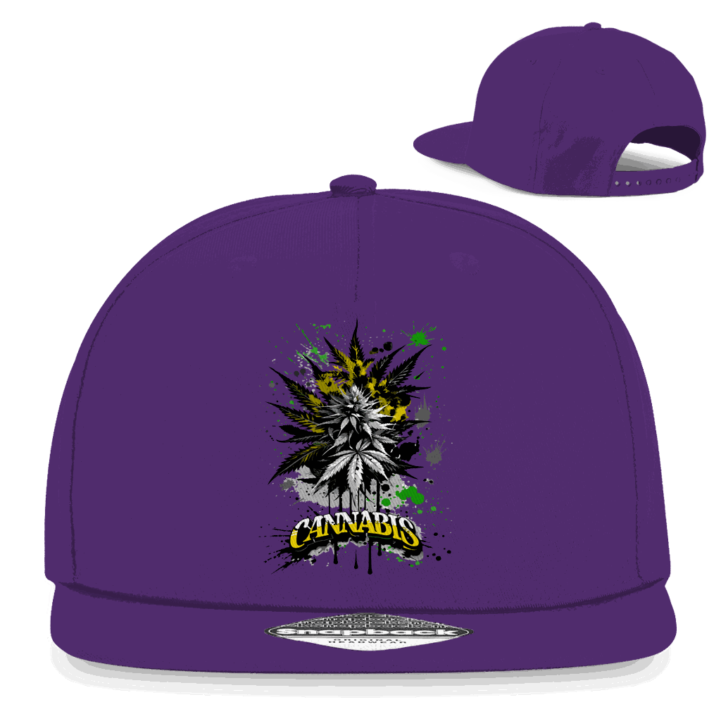 Division420 Snapback Rapper Cap in cannabis design with flat brim and 5-panel cotton twill style