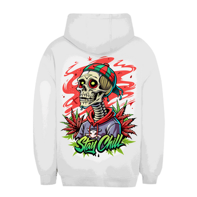 Unisex oversize hoodie size chart with measurements for Division420 Stay Chill collection