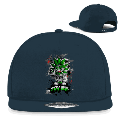 Division420 Snapback Cap Stay High black cotton twill with flat brim and retro snapback closure