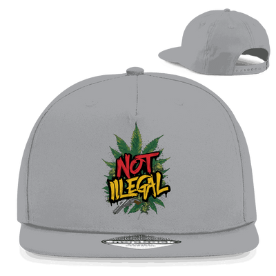Division420 Snapback Cap Not Illegal in black cotton twill with flat visor and snapback closure