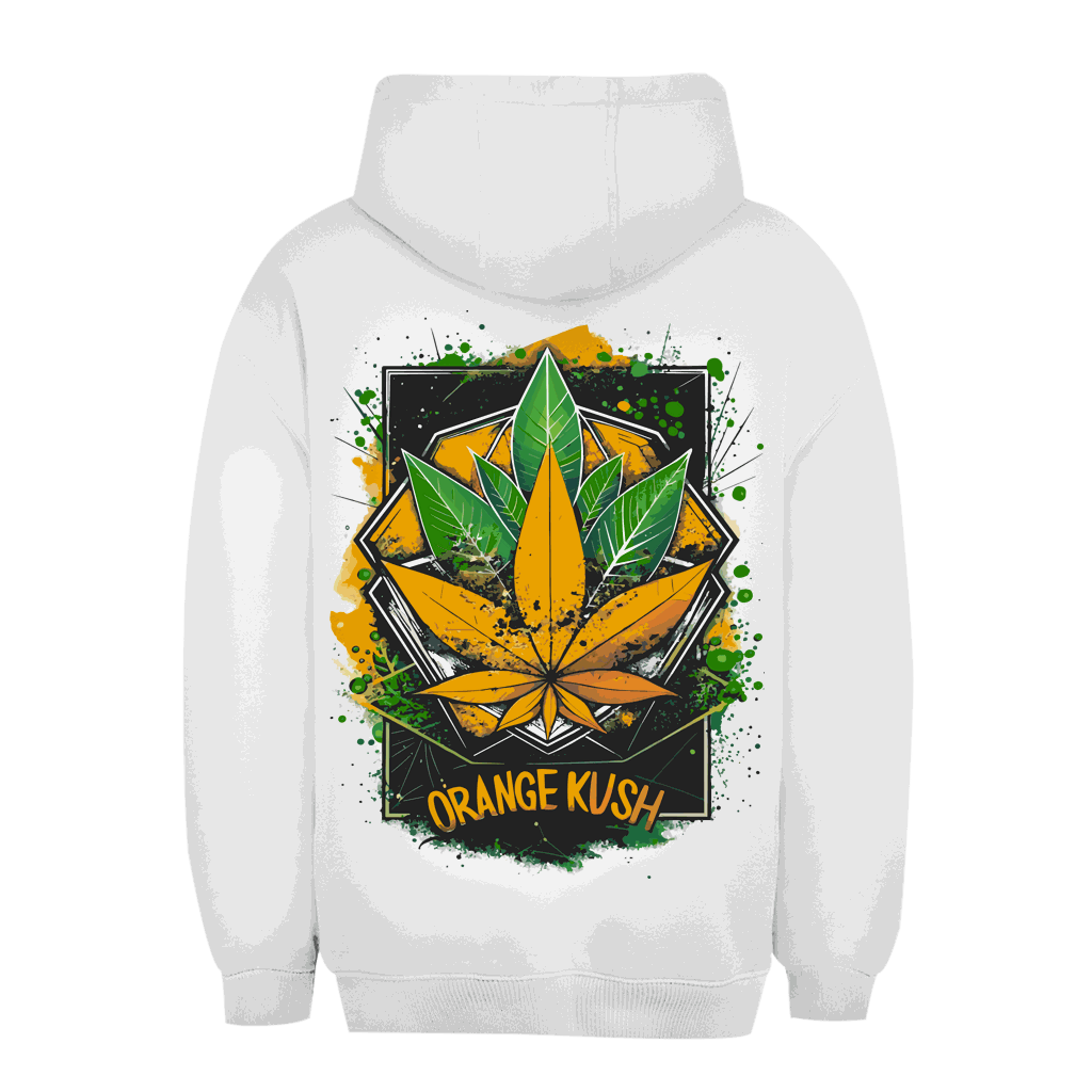 Unisex Oversize Hoodie in orange Kush color by Division420 with adjustable hood and kangaroo pocket
