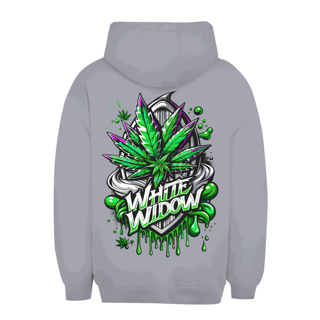 Unisex Oversize Hoodie White Widow by Division420 with adjustable hood and kangaroo pocket